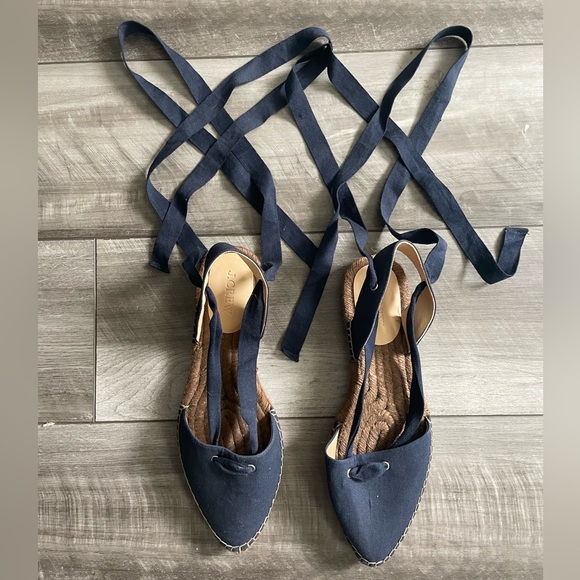 J.Crew Canvas Pointe Toe Flat
Espadrilles with Ankle Wrap - Picture 4 of 5